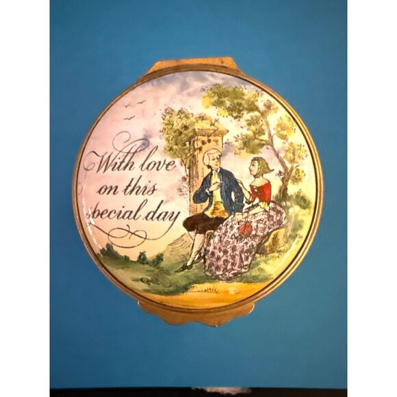 Halcyon Days Bilston & Battersea Small Enamel Box "With Love On This Special Day - Picture 8 of 8